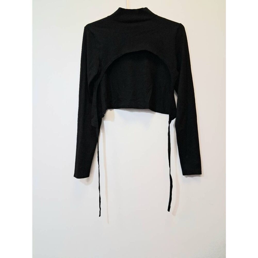 Sun Deh aritzia womens large cropped mock neck black top lightweight longsleeve
